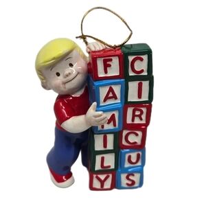 Sunday Funnies Family Circus Child Billy Holding Building Blocks Ornament